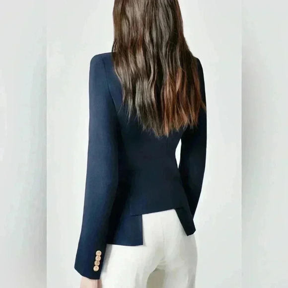 Smythe Duchess Blazer Size 8 Navy Single Breasted Wool Brass Buttons $725 - Picture 3 of 14